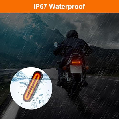 Linkstyle 5" Motorcycle Tail Light: 12V LED Super Bright Brake Lights, Stop Turn Signal Light, Dual Color Red/Amber, Waterproof Taillight Rear Lamp for Scooter Bike Truck Trailer