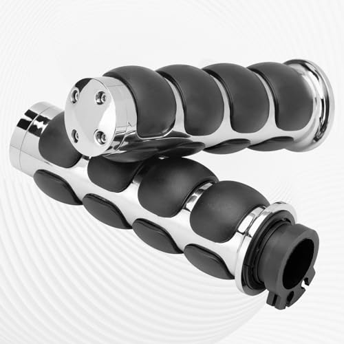 Motorcycle Hand Grips 1 Inch 25MM Handlebar Grip Throttle Non-Slip Universal Compatible with Harley Davidson Dyna Sportster 883 Road King Electra Glide Street Glide - color: Chrome-C