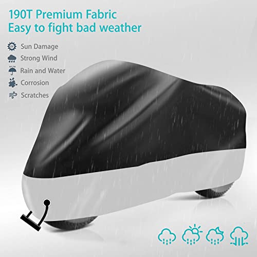 Motorcycle Cover,Motorbike Cover All Season Universal Weather Waterproof Sun Outdoor Protection with Lock-Holes & Storage Bag,XXL Motorcycles Vehicle Cover - size: us-2xl