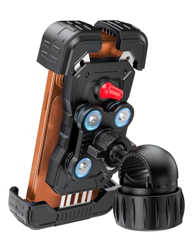 TECKNET Anti-Shake Motorcycle Phone Mount, Dual Vibration Dampener Bike Phone Holder for iPhone 17/16/15/14/13 Series & 4.7–6.8" Phones, Handlebar Cell Phone Holder for Motorcycle/Bicycle/Scooter