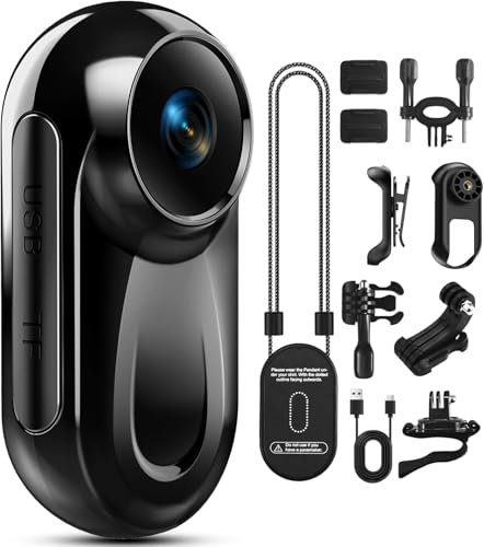 Mini Body Camera 1080P, 512G Thumb Action Camera Hands-Free Recording, Magnetic Vlogging Cam with 360° Rotate, Wearable Video Recorder for CyclingTraveling/Motorcycle(SD Card Not Included) Black