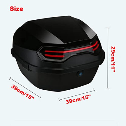 Motorcycle Tail Box 30L Waterproof Helmet Trunk Universal Top Box Lockable with Bracket Base Plate 15"x15"x11" Lightweight(White)