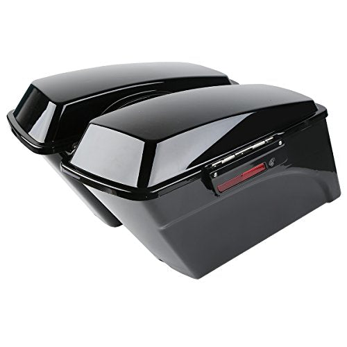 TCMT Hard Saddle bags Trunk W/Lid Latch Key & Liners Carpet Insert Fits For Harley Touring CVO Road Glide Road King Street Glide Electra Glide Ultra Classic 1994-2013 - color: Vivid Black Black Latches#A