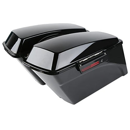 TCMT Hard Saddle bags Trunk W/Lid Latch Key & Liners Carpet Insert Fits For Harley Touring CVO Road Glide Road King Street Glide Electra Glide Ultra Classic 1994-2013 - color: Vivid Black Black Latches#A