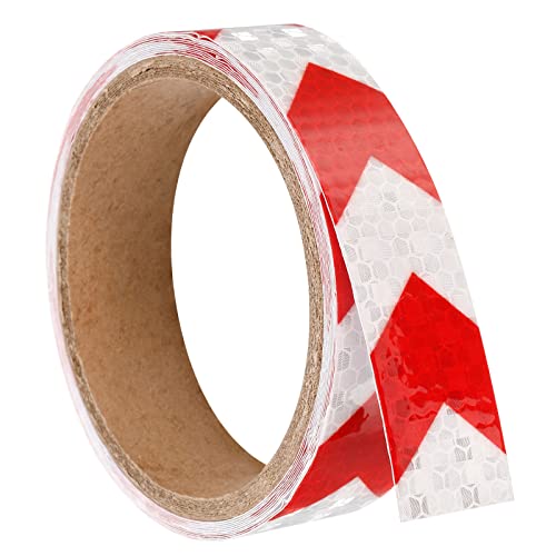 PATIKIL Reflective Tape, 1 Roll 10 Ft x 1-inch Waterproof Adhesive High Visibility Caution Warning Safety Tape Reflector for Trucks Trailers Cars, Arrow White Red - color: White Red, size: 10 ft x 1-inch