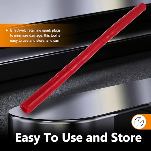 Universal Car Spark Plug Socket, Flexible Rubber Spark Plug Puller with Double-ended Sleeve, Reusable Removal & Installation Stick, Portable Tool for Cars Motorcycles (Red)
