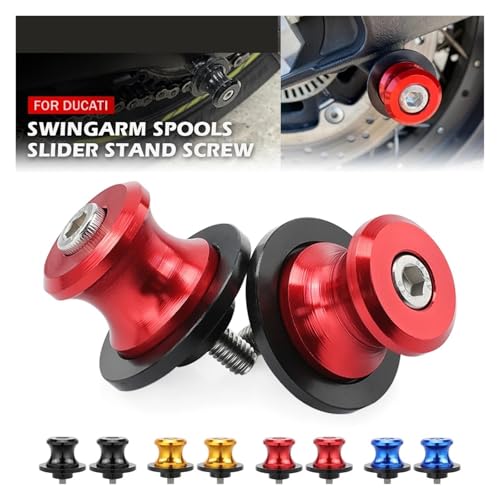 Compatible with Ducati Monster 821 Panigale 899 959 1199 1299/S/R Motorcycle Accessories Rear Stand Screw Bolt M6 Swingarm Spools Slider(Black) - color: Black