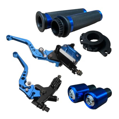 Motorcycle Brake Lever 7/8“ 22mm Motorcycle Handlebar Brake Master Cylinder Clutch Levers Left & Right Set + Hand Grips + Handlebar Ends Set for Harley Honda Kawasaki Suzuki Yamaha (Blue) - color: Blue-Set