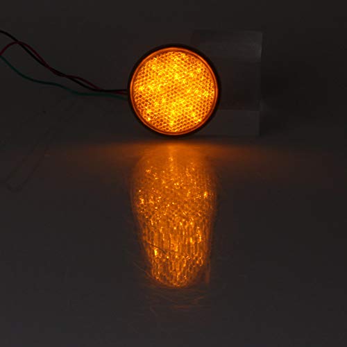 Pair Rectangle Motorcycle Reflector W/ 24 LED, Waterproof and Universal for Car Truck Trailer RV UTV ATV, Orange