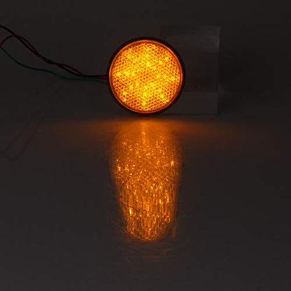 Pair Rectangle Motorcycle Reflector W/ 24 LED, Waterproof and Universal for Car Truck Trailer RV UTV ATV, Orange