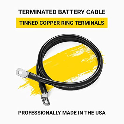 Spartan Power Black 4 Foot 2/0 AWG Battery Cable, Negative Only 5/16" M8 Made in USA - color: 2/0 AWG-BLACK-5/16", size: 4-FT