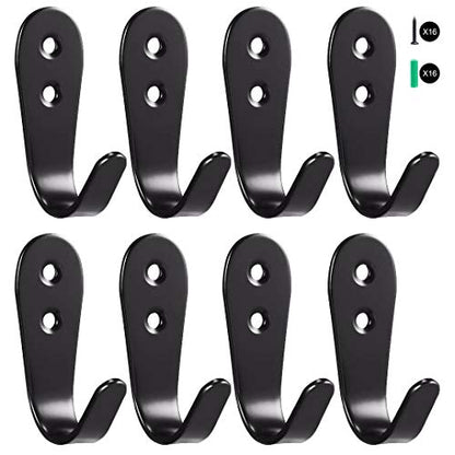 Flyisland Wall Hooks 8 Pcs, Coat Hooks Garage Hook Wall Mounted Hat Hangger Hooks Robe Hook Single Coat Hanger Heavy Duty (8 Pack, Black Round) - color: Black Round