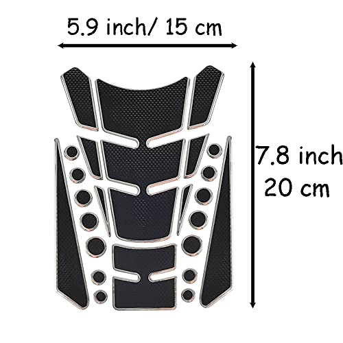 1 Set Silver Universal 3D Motorcycle Gas Tank Sticker, Fuel Tank Protector Decal Pad Self-adhesive and Waterproof - color: Silver
