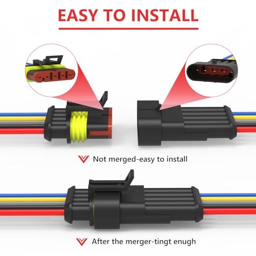 5 Pin Waterproof Electrical Wire Connectors 5 Pack Weather Pack Connectors Kit 20AWG Male and Female Automotive Wire Connectors for Car Truck Motorcycle Boat Auto Wiring - size: 5pin-5Pack