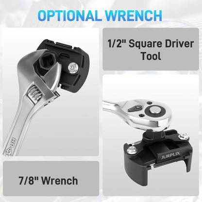Universal Adjustable Oil Filter Wrench– 2-3/8 to 3-1/8 Inch (60-80mm) Cap Style Tool, 1/2" Drive Removal Tool with Non-Slip Serrated Jaws – Fits Small to Medium Spin-on Filters, UTVs, JetSkis