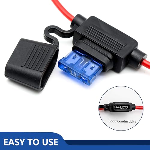 10 Pack 14 AWG Inline Fuse Holder - 12V-DC ATC/ATO 14 Gauge Fuse Holder for 15A Blade Fuse - size: 14 AWG