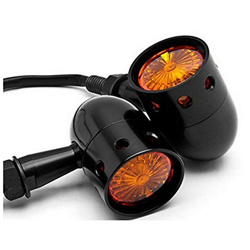 Motorcycle Turn Signals Blinker Lights Amber Lens for Softail Springer Heritage Classic a Pair (Black) - color: Black