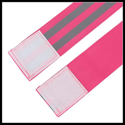 8pcs Reflective Bands for Arm Reflective Armbands High Visibility Night Cycling Riding Reflector Tape Straps Bracelet Pink Durable Material