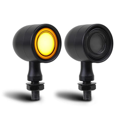 DREAMIZER Motorcycle Led Turn Signal Lights 2pcs,Bullet Blinker Motorcycle Front Rear Lights W/Running Light Universal Compatible with Harley Honda Suzuki Triumph Yamaha Bobber Cafe Racer Chopper - color: A-Front/Black shell + yellow-white light