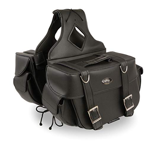 Milwaukee Leather PVC 2-Strap Throw-Over Easy Zip off and off Motorcycle Saddlebags - Medium - color: SH57403ZB-BLACK, size: Medium