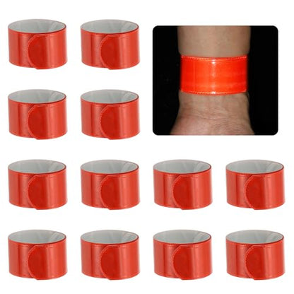 PATIKIL 22cm/8.7in Reflective Bands, 12pcs Reflective Arm Bands Straps Wrist Reflective Running Gear Safety Reflective Straps Bracelets High Visibility for Night Walking Bicycle - color: Red