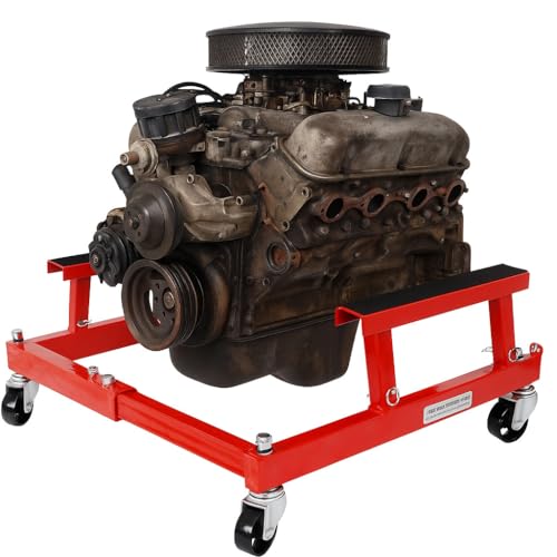 1500 lbs Heavy-Duty Motorcycle & ATV Shop Dolly, Adjustable Width & Height Steel Frame Stand with Rubber Pads, 360° Swivel Wheels, and Tie-Down Points for Garage or Workshop,Red - color: Red