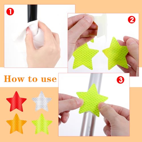 Ymapinc 40Pcs Star Shape Reflective Stickers, Warning Safety Reflector Stickers for Kids, Waterproof Safety Helmet Stickers for Vehicles, Bicycles, Motorcyclesc and Construction Workers