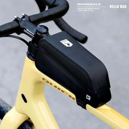 Rhinowalk Bike Frame Bag with Magnetic Flap Waterproof Bicycle Top Tube Bag Bikepacking Cycling Tools Storage Bag for MTB Road Bike - color: Black