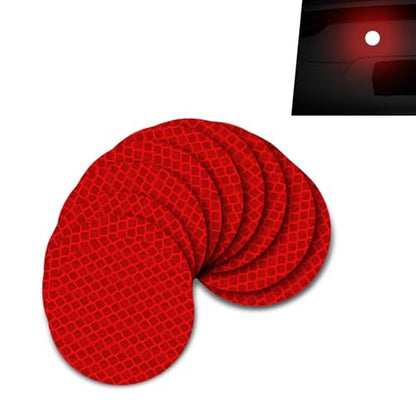 10PCS Round Safety Reflectors, 1.96" High Night Visibility Reflective Stickers, Strong Adhesive Waterproof Prismatic Round Safety Reflector, Diamond Grade Reflective Decal for Most Cars(Red)