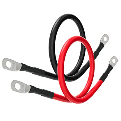 6 AWG Battery Cables 6 Gauge Battery Power Inverter Cable with 5/16 Inch Tinned Copper Lugs Both Ends for Solar Marine Boat RV Car Motorcycle 2 pcs (1FT) - size: 1FT