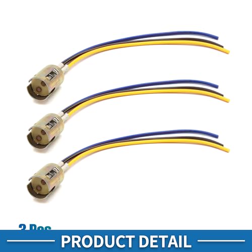 1157 LED Motorcycle Brake Stop Light Extension Wire Socket Holder Adapter Connector Durable Plastic Metal Bronze Tone (Set of 3)