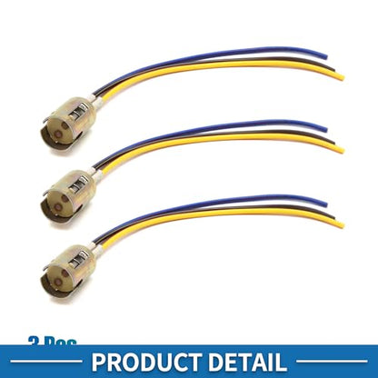 1157 LED Motorcycle Brake Stop Light Extension Wire Socket Holder Adapter Connector Durable Plastic Metal Bronze Tone (Set of 3)