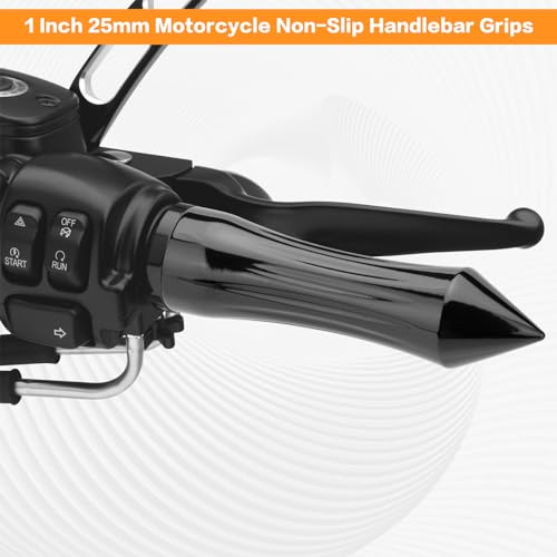 Motorcycle Hand Grips 1 Inch 25MM Handlebar Grip Throttle Non-Slip Universal Compatible with Harley Davidson Dyna Sportster 883 Road King Electra Glide Street Glide - color: Black-B