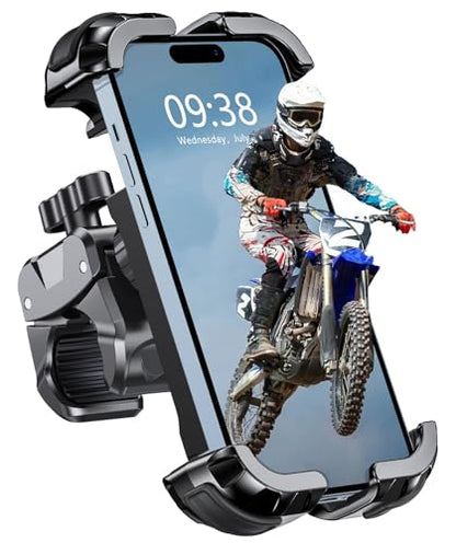 Zewdov 2026 Motorcycle Phone Mount Holder with Quick Install Clamp, Strong Grip & Anti-Drop Bike Phone Holder for Bicycle/ATV/Scooter Handlebar, 1S Security Lock Fits for iPhone/Samsung 4.7-6.8" - style: Without Vibration Dampener