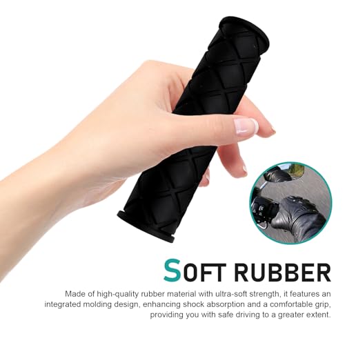 2 PCS Motorcycle Hand Grips, Non Slip Rubber Motorcycle Grips 7/8" 22mm/24mm, Open End Thruster Handlebar Comfort for Motocross Scooter Dirt Bike (Black)