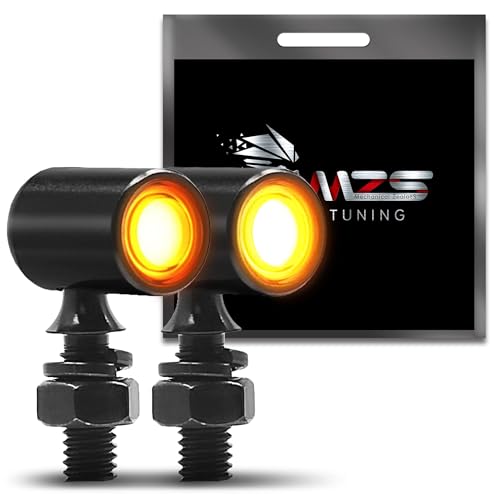 MZS Motorcycle Front LED Turn Signals, Amber Light Mini Brake Tail Light Blinkers, Minimalist Design, Universal 6mm Screw, Compatible with Most Family Motorcycles - color: Light Amber/Amber, size: Mini Size Front