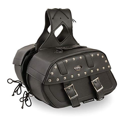 Milwaukee Leather Studded Throw-Over Motorcycle Saddlebags – Synthetic Leather – Universal Fit – Zip-Off - Large - color: SH61101ZB-BLACK, size: Large