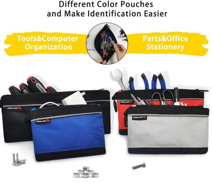 IRONLAND 4 Pack 12.5" Small Zipper Tool Pouches - Waterproof 1680D Multipurpose Tool Storage Organizer - size: 4 Pack 12 inch x 5.5 inch