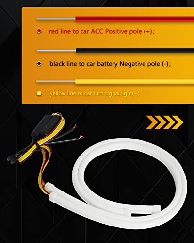 Qasim 24inch LED Daytime Running Light Sequential Guide Turn Signal Light White/Amber Flexible Car Light Strip Switchback 60CM-2Pack - size: 24 inches