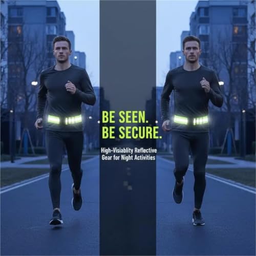 Reflective Bands 8pcs Adjustable Elastic Reflective Belts for Running High Visible Night Safety Gear for Cycling Running - color: Fluorescence green