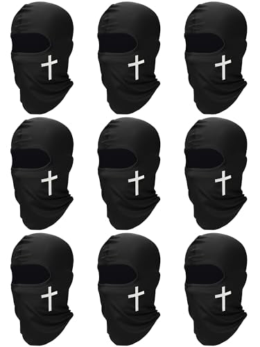 9 Pack Ski Mask for Men Balaclava Full Face Mask Breathable Winter Windproof Hood for Motorcycle Snowboard - color: Black, style: Stylish