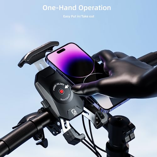 Kewig Bike Phone Mount Holder, Motorcycle Phone Mount [1s Lock] [One Hand Operation], Bicycle Scooter Handlebar Cradle Clip for 4.0-7" Phone - color: Black