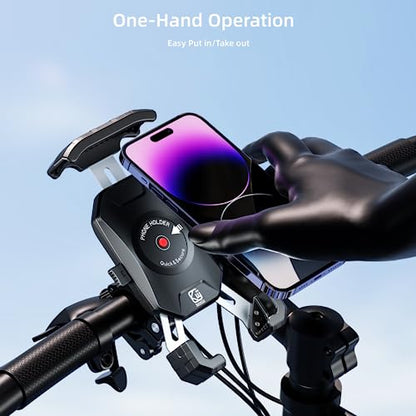 Kewig Bike Phone Mount Holder, Motorcycle Phone Mount [1s Lock] [One Hand Operation], Bicycle Scooter Handlebar Cradle Clip for 4.0-7" Phone - color: Black