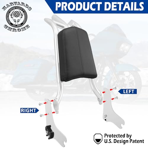 Adjustable Detachable Backrest Sissy Bar Passenger Quick Release Fits for Harley Touring Road King Electra Glide Street Glide FLHR FLHX FLHT FLTR 1997-2008(chrome Finish) - color: 97-08 Chrome-M