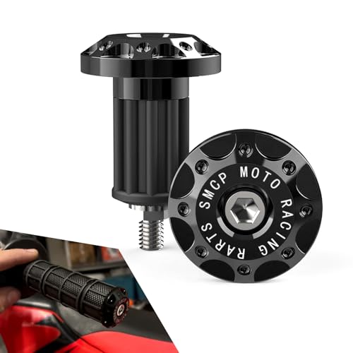 2 PCS Motorcycle Bar End Plug, Metal Rustproof Handlebar Grip End Caps, Personalized Moto Grips Ends Replacement, Universal for Most Dirt Bikes Motorcycle (Black) - color: Black