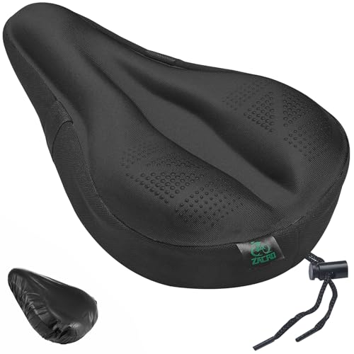Zacro Bike Seat Cushion - Padded Gel Bike Seat Cover for Men & Women, Padding Bicycle Saddle fit with Peloton/Spin Stationary Exercise/Mountain Road Cycling Bike - color: Black, size: Small