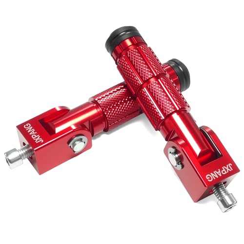 Universal Motorcycle Bicycle Folding Passenger Foot Pegs M8 Rearsets Rear Set Footrests Footpeg Foot Rest Peg Pedals For Bike Install Hole 8mm (A-ZDJT-012-Red) - color: A-ZDJT-012-Red