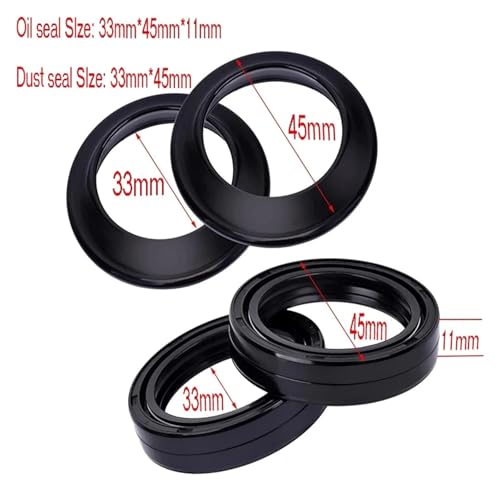 33x45x11 Motorcycle Absorber Front Fork Damper Oil Seal 33 45 Powder Seal Cover Shock Absorber(Oil Seal dust Seal) - size: Oil seal dust seal