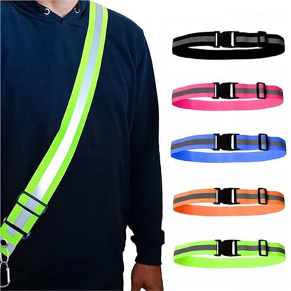 Reflective Bands 8pcs 4x120cm Reflective Elastic Belt Jogging Reflective Strap Adjustable Nighttime Safety Construction Work Gear Trekking Camping for Cycling Running - color: Orange