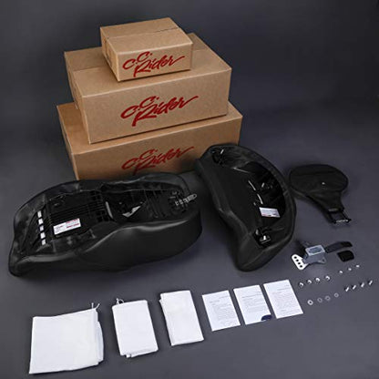 C.C. RIDER Motorcycle Hammock Seat+ Rider Backrest+ King/Chopped Trunk Fit For Harley Touring 2014-2023 Street Glide Road Glide Road King Electra Glide - color: 16# Black Seat+Rider Backrest+Trunk Backrest